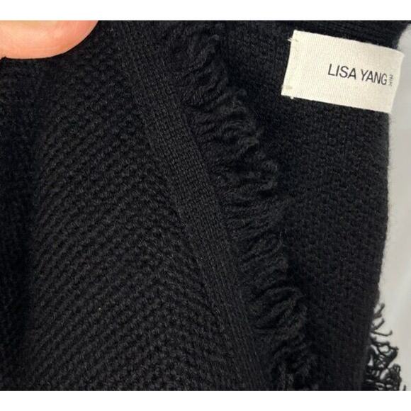 LISA YANG Sz 1 S Small Black Lola 100% Cashmere Fringe Trim Tunic Dress - Picture 8 of 14